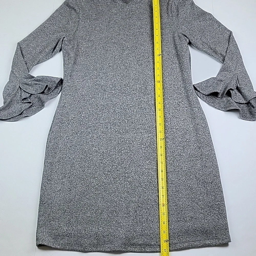 White House Black Market Heather Grey Long Flutter Sleeve Sheath Dress Si…